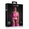 Ouch! Glow Ensemble Bustier Dos nu et Porte-Jarretelles 2 Pièces Rose Fluo